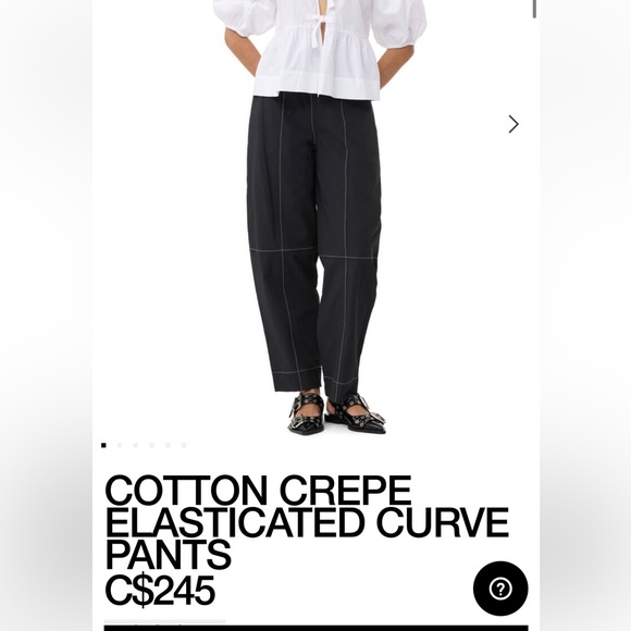 Ganni Pants - GANNI Cotton Crepe Curve Pants